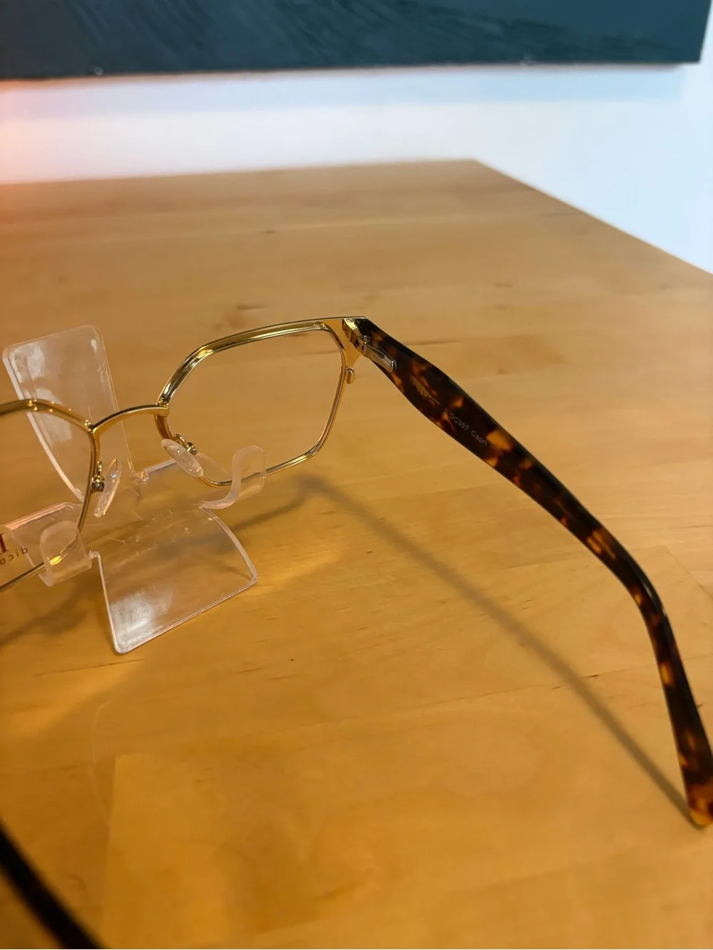 DiCaprio Geometric Metal Eyeglasses Black Gold Tortoise DC 357 53-18-140 NWT